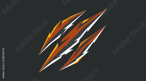 Abstract Sharp Claw Scratch Marks and Ripped Surface Vector Graphic