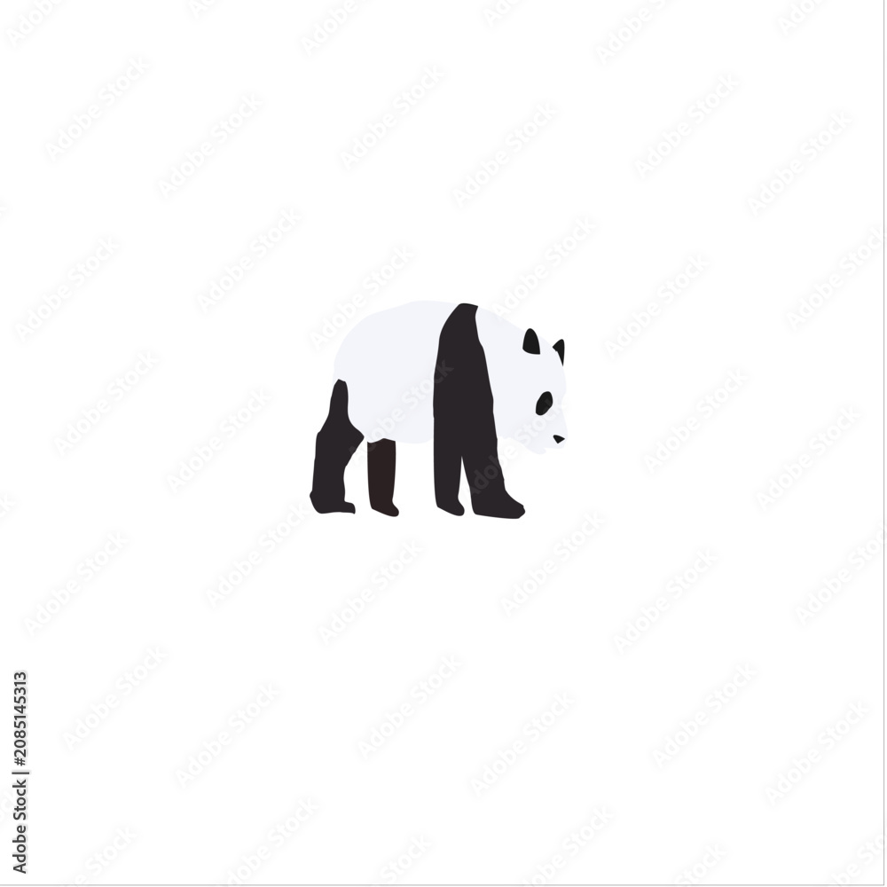 Naklejka premium Minimalist flat vector illustration of a standing giant panda side view