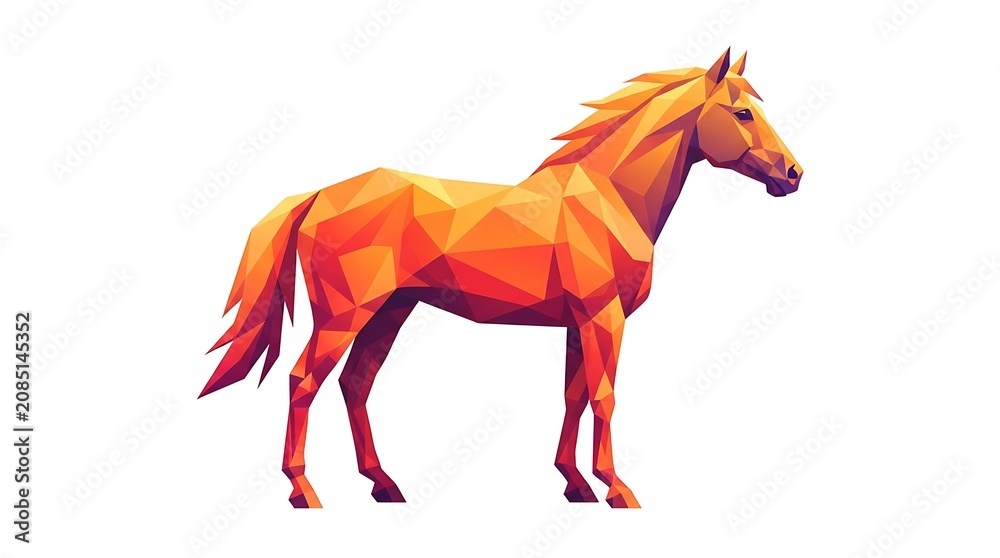 Obraz premium Geometric horse low poly style illustration warm colors