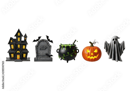 Halloween spooky icon set isolated on transparent background png