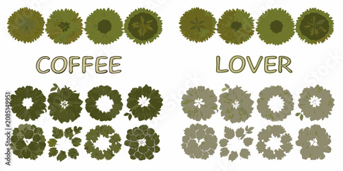 Obraz na plátně Coffee Bean Arrangements Vector Illustration With Green And Brown Tones