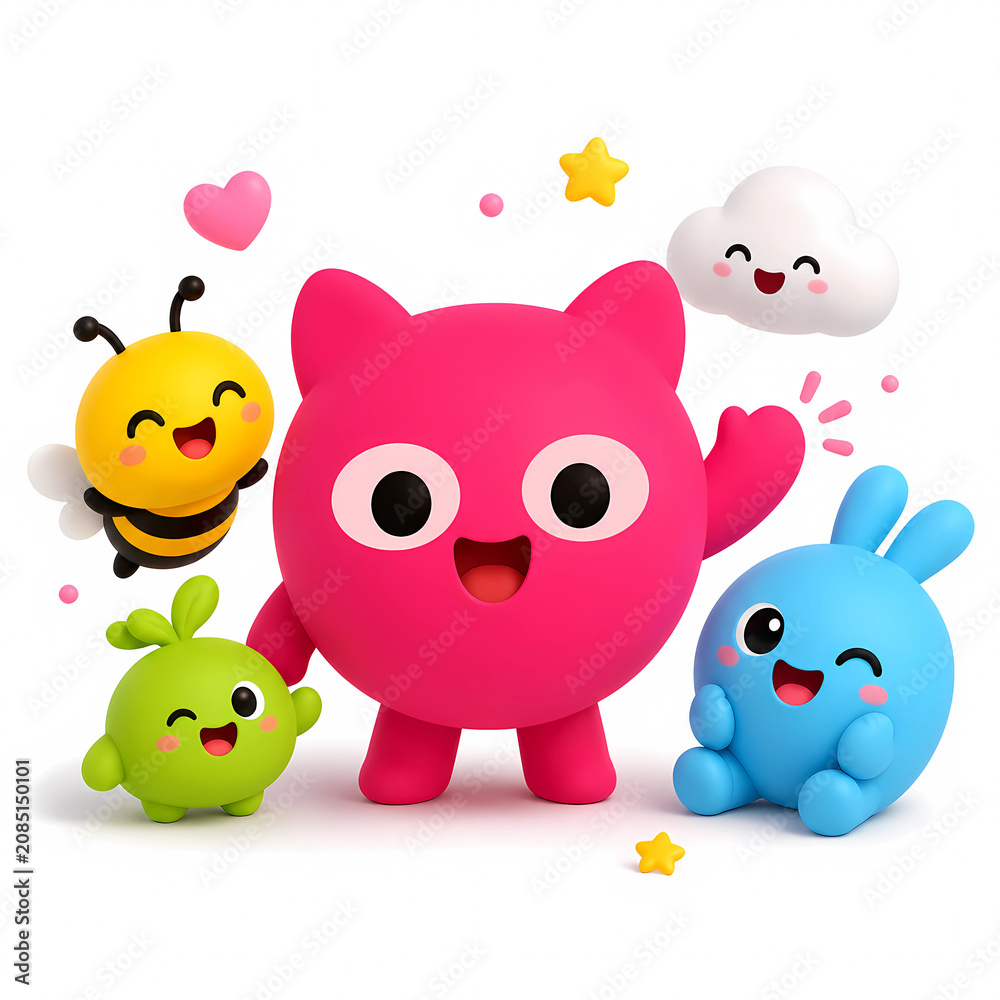 Naklejka premium This is a graphic design that features cute and cheerful characters. 
