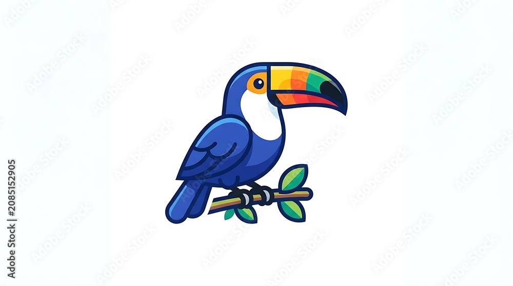 Fototapeta premium Colorful toucan bird perched on branch
