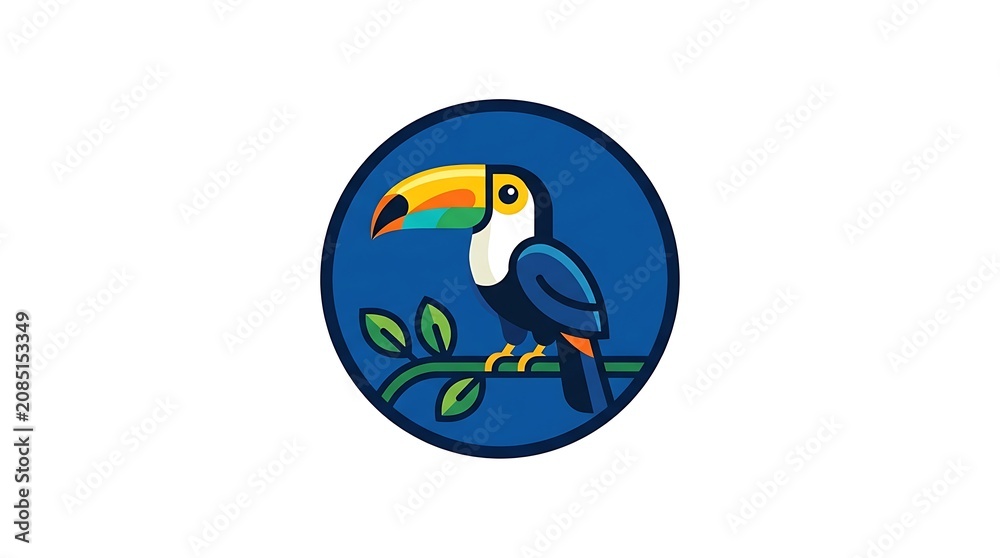 Fototapeta premium Toucan perched on branch icon
