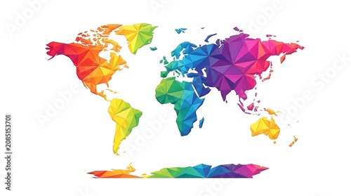 Colorful abstract world map low poly geometric design