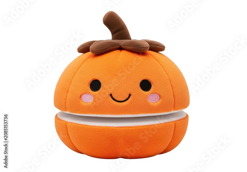 Cute plush pumpkin toy isolated on transparent background png