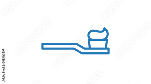 Obraz na płótnie Toothbrush with a generous amount of toothpaste represents a simple daily dental care routine for maintaining oral hygiene and health