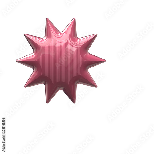 Pink star balloon with metallic, decoration isolated as PNG