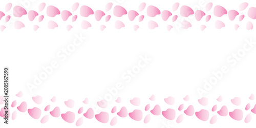 Pink cherry blossom petals border frame with empty space in the middle