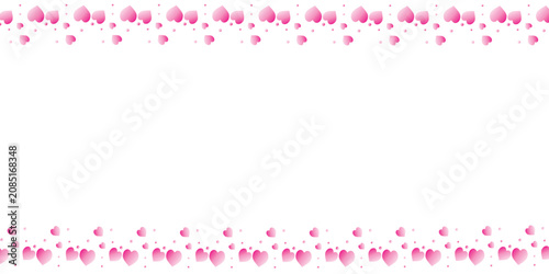 Pink heart shapes border frame design for wedding valentines day and romantic greeting cards