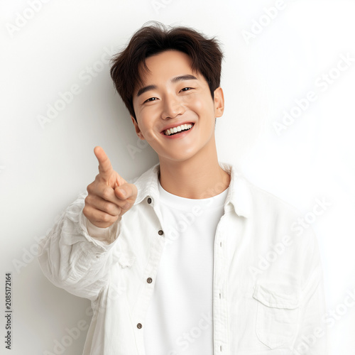 Smiling Man Pointing at Camera, Recommendation and Presentation Concept