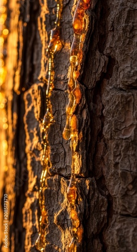 Golden Light on Tree Bark Texture.