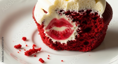 Delicious red velvet cupcake with bite.