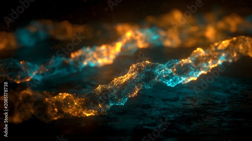 Digital finance and cryptocurrency concept, blockchain network visualization, futuristic digital currency symbols, secure financial technology