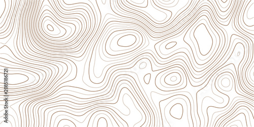 Brown topographic map lines on white background for design and illustration purposes