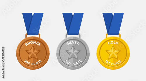A set of award medal vector icons displayed side by side.