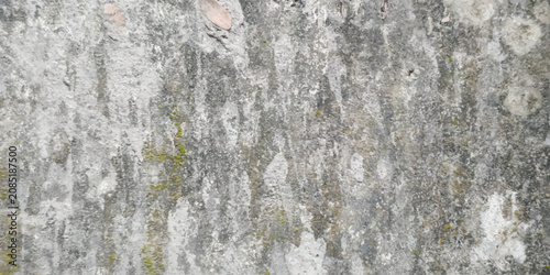 Cuadro en lienzo Close up of a gray concrete wall with patches of moss and discoloration abstract