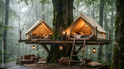 Luxury Treehouse Glamping Tents in Lush Rainforest Eco Retreat