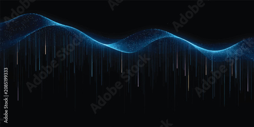Quadro su tela Abstract Blue Digital Sound Wave Lines Background with Glowing Audio Equalizer S