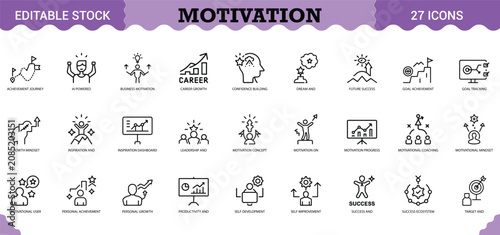 Принти на полотні PrintMotivation Icon Set - 27 Editable Vector Icons for Personal Growth & Success