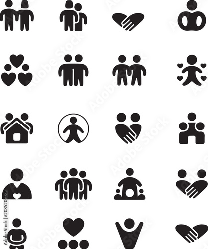 Family and relationship icons set