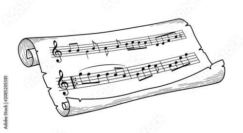 Quadro su tela Vintage Scroll of Classical Sheet Music for Musical Composition