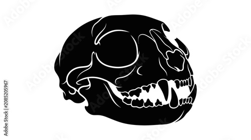 Photos Helloween Black animal skull, white outline, vector illustration, creepy symbol,