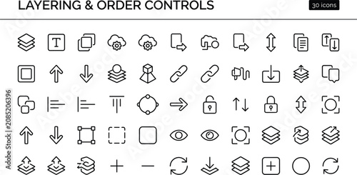 Foto Layering And Order Controls Icon Set With Arrange Position Stack Alignment And M