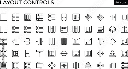 Tableau sur toile Layout Controls Icon Set With Grid Alignment Spacing Panels And Minimal Interfac