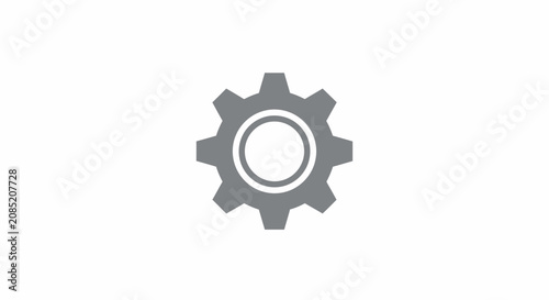 A simple grey gear icon isolated on a clean white background