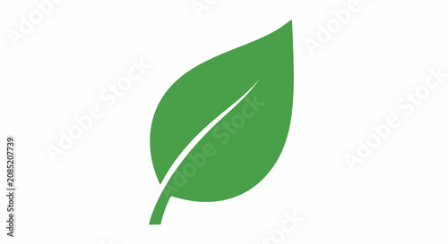 A simple green leaf icon isolated on a clean white background