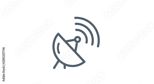 A simple icon representing a satellite dish for wireless communication technology