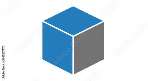 A simple three dimensional cube shape isolated on a plain white background