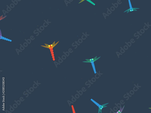 Foto Colorful Dragonflies Scattered Nature Summer Pattern
