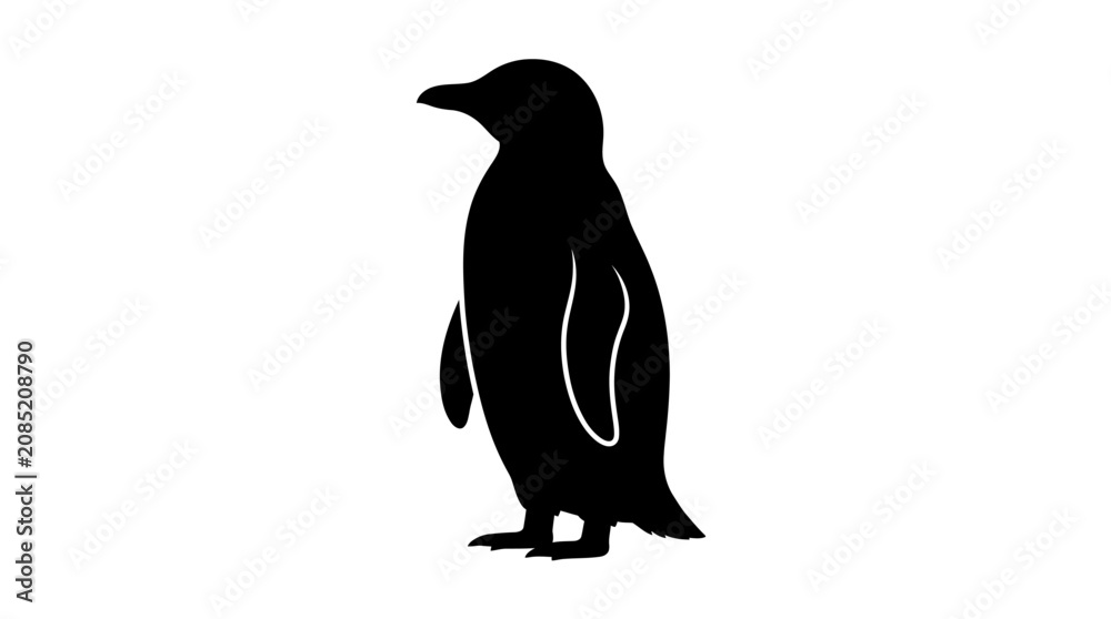 Obraz premium Black Penguin Silhouette, Penguin Icon, Bird Illustration, Wildlife Graphic isolated on White Background