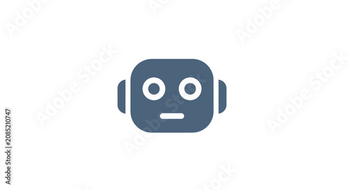Minimalist icon of an android robot head against a white backdrop emphasizing simplicity