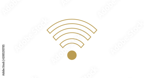 Minimalistic Golden Wifi Icon Depicting Wireless Connectivity Over White Background