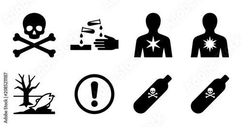 фотографія Hazard Symbols Set: Danger, Warning, Toxicity, Chemical, Environmental, Health I