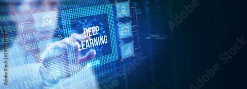 Deep learning artificial intelligence neural network. Technology, Internet and network concept.