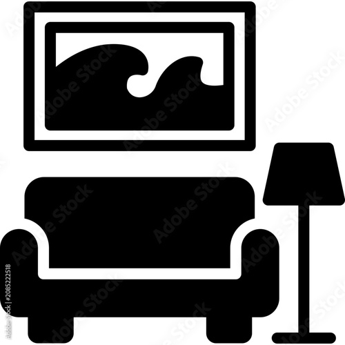living room icon illustration design with glyph