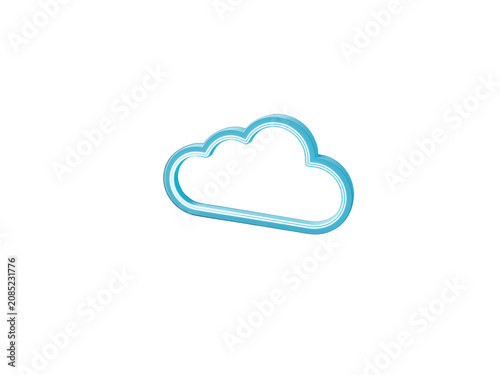 Blue 3d cloud icon representing data storage, isolated on transparent background