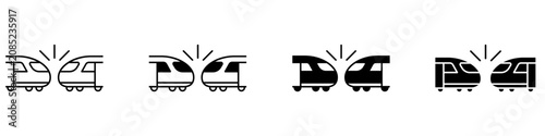 Фотография Train collision icon vector set