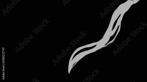 Realistic 2D white cigarette smoke animation, white smoke or candle smoke animation on black background, 4k