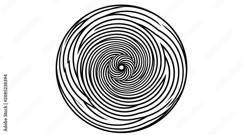 Fototapeta premium Abstract Black and White Spiral Vortex Illusion