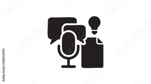 Konstfotografi 3D Business Person Holding a Microphone Vector Icon Illustration Isolated on Whi