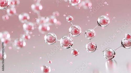 Glowing Pink Collagen Molecule Structure Cosmetic Science Render