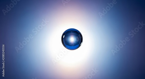 Captivating Blue Orb: A Stunning Visual Display of Light and Reflection in a Gradient Background.