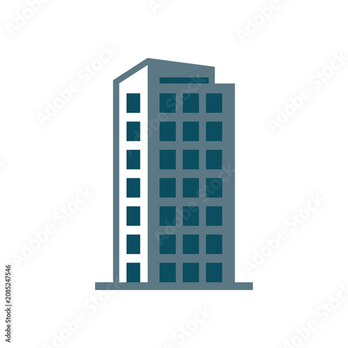 A simple flat vector illustration of a modern office building