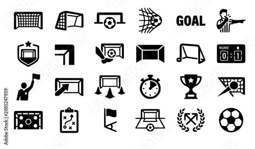 Obraz na płótnie Minimal Soccer Goal Icons Black Football Vector Pack