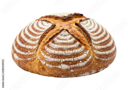 Rustic Sourdough Bread with Golden Crust in Natural Daylight Isolated on transparent background